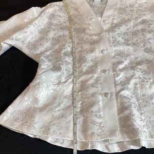 Wedding Dress, two-piece Skirt & Top. Top has a small (1”) side seam separation.